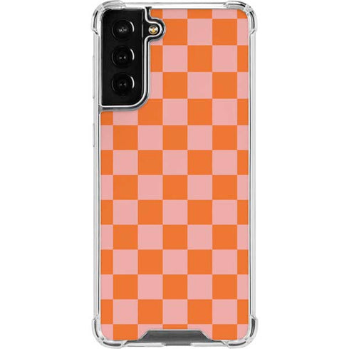 Orange Checkered Galaxy S21 FE Clear Case
